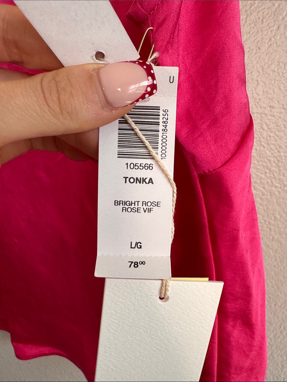 NWT Wilfred Tonka Satin Blouse in Bright Rose Pink - L - Picture 4 of 5